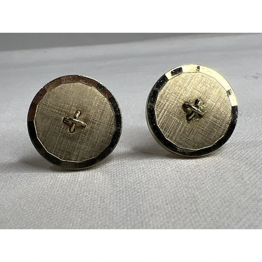 Swank Vintage Gold Tone Cross Stitch Cufflinks Mens Mad Men Formal Classic